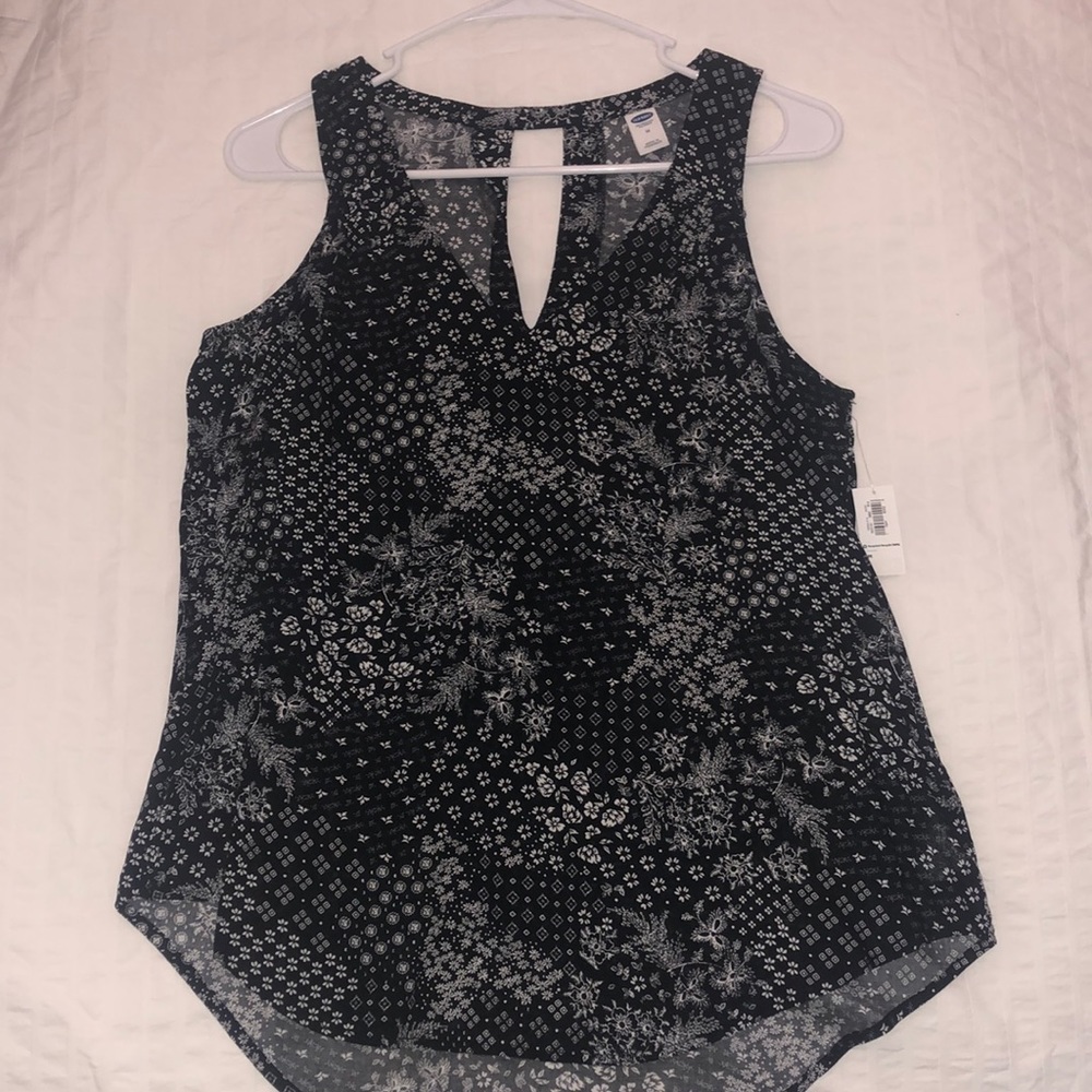 Black and White Floral Tank Top